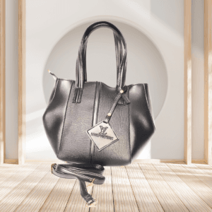 Stylish KR Black Diamond handbag for women, made from premium PU leather with gold-tone hardware and a detachable strap.