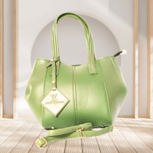 Stylish KR Green Diamond handbag for women, made from premium PU leather with gold-tone hardware and a detachable strap